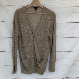 Women's J. Crew Tan linen blend Cardigan Sweater size Large